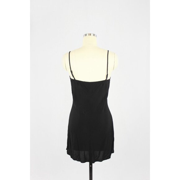 Aritzia WILFRED UNDER Secret Black Rayon Twill V-Neck Mini Slip Dress, Size S - Picture 3 of 15